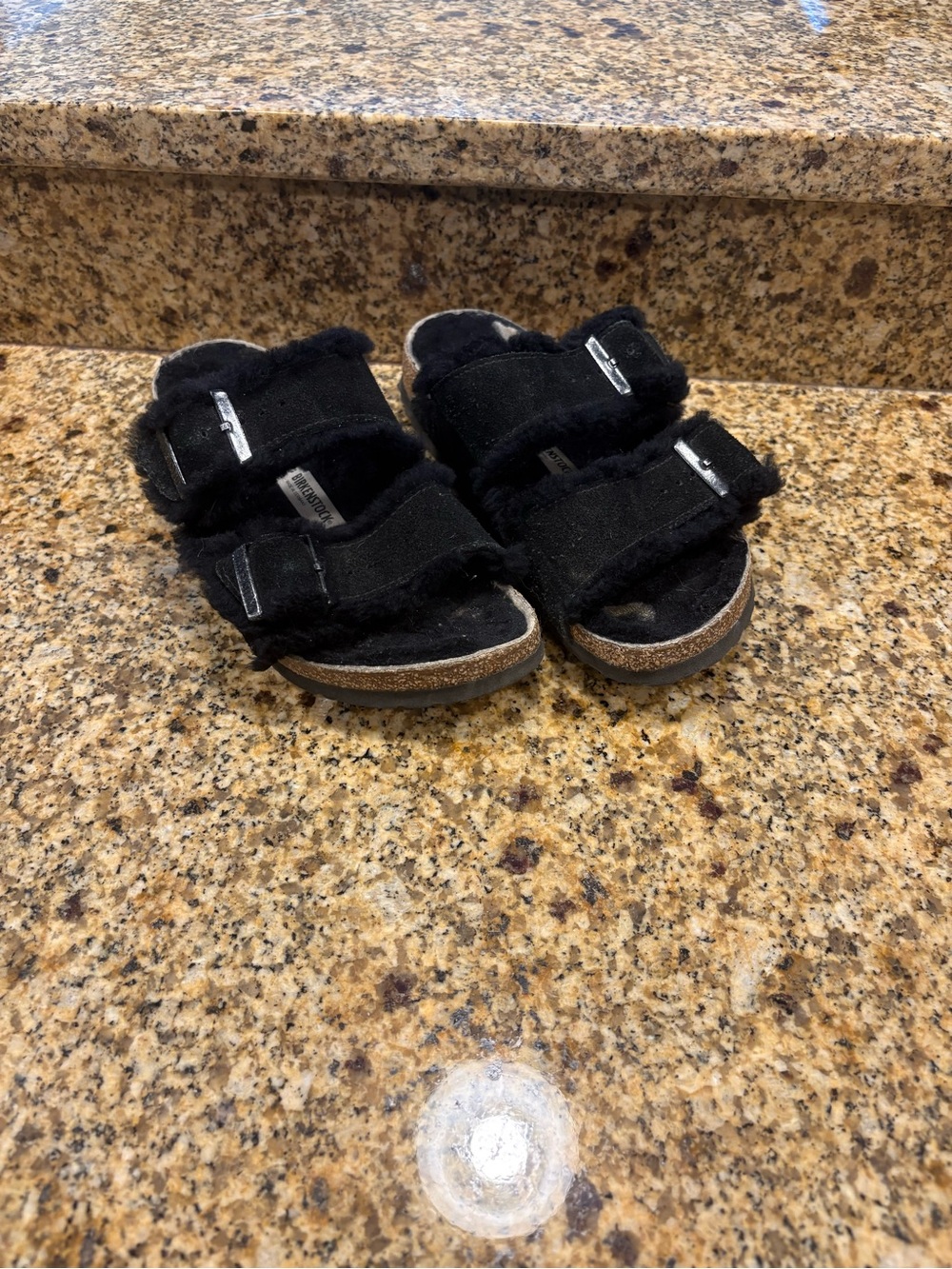 Birkenstock Arizona Black Sherpa Lined Suede Sandals Shearling Sz.38 US 7-7.5 N